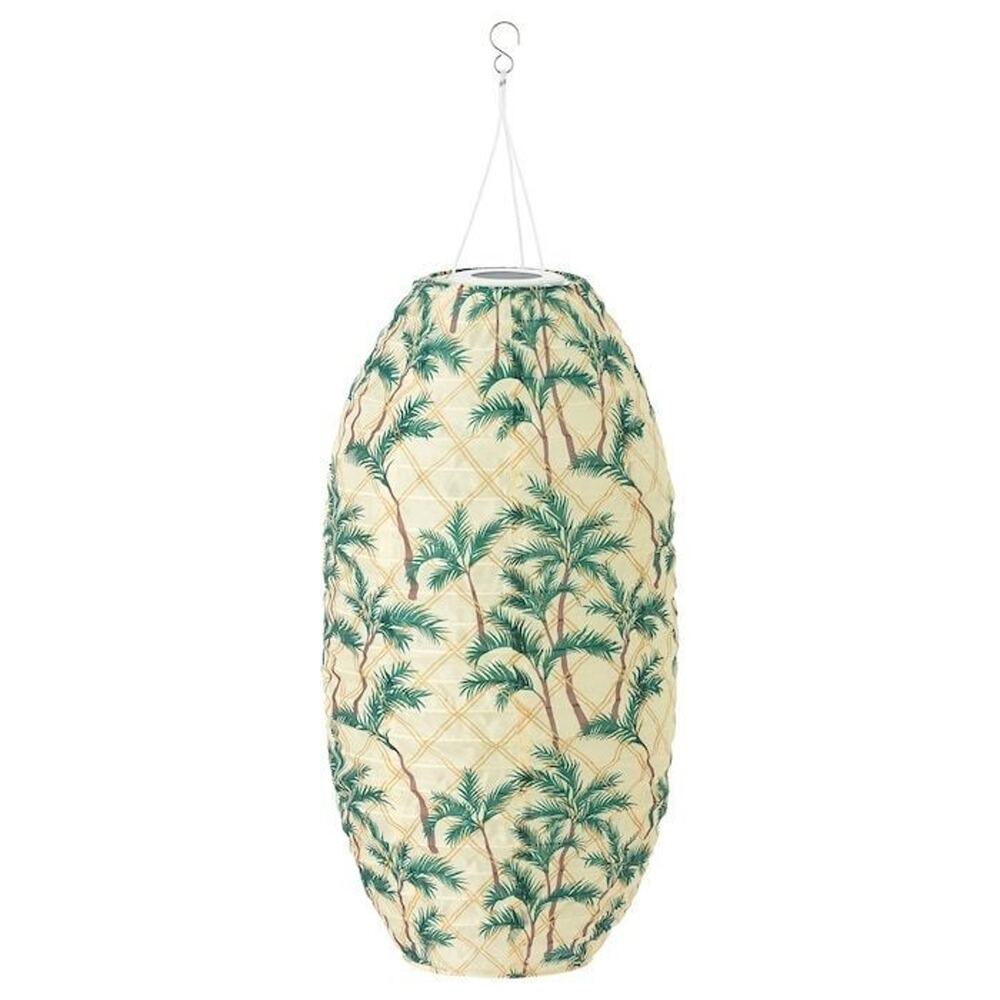 IKEA SOLVINDEN 2019 Solar Hanging Lamp Lantern Yellow Green Palm Tree 24" Oval